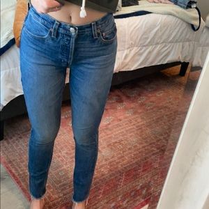 Etica button fly blue jeans